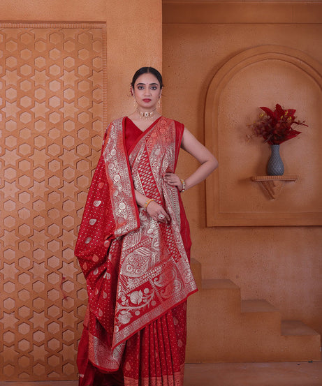 Women's Soft Silk Sari Beautiful Traditional Heavy Banarasi Saree With Blouse