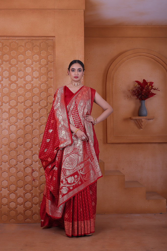 Women's Soft Silk Sari Beautiful Traditional Heavy Banarasi Saree With Blouse