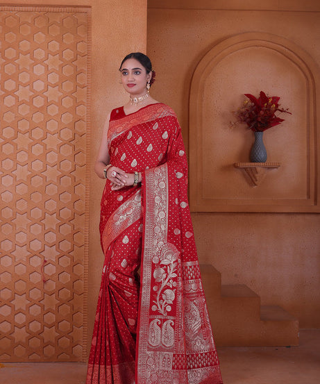 Women's Soft Silk Sari Beautiful Traditional Heavy Banarasi Saree With Blouse