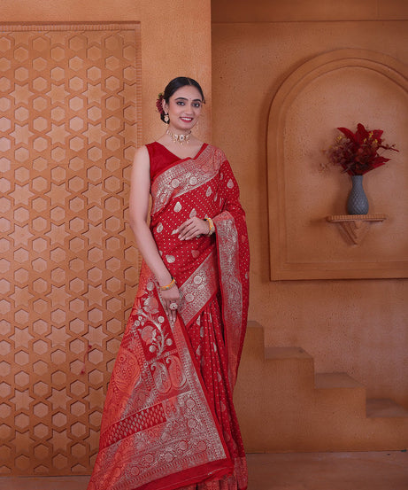 Women's Soft Silk Sari Beautiful Traditional Heavy Banarasi Saree With Blouse