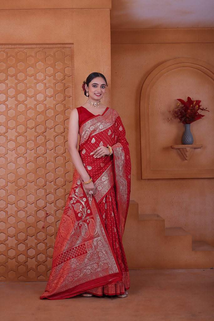 Women's Soft Silk Sari Beautiful Traditional Heavy Banarasi Saree With Blouse