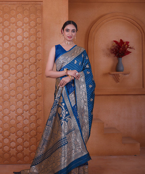 Women's Soft Silk Sari Beautiful Traditional Heavy Banarasi Saree With Blouse