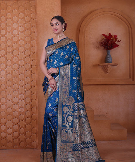 Women's Soft Silk Sari Beautiful Traditional Heavy Banarasi Saree With Blouse