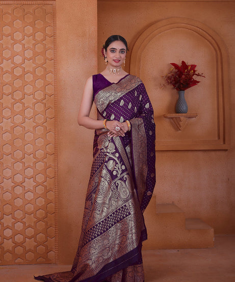 Women's Soft Silk Sari Beautiful Traditional Heavy Banarasi Saree With Blouse