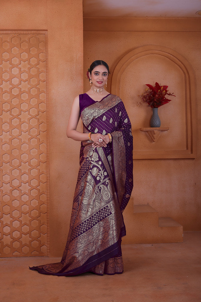 Women's Soft Silk Sari Beautiful Traditional Heavy Banarasi Saree With Blouse