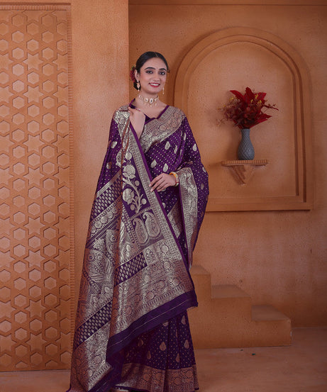 Women's Soft Silk Sari Beautiful Traditional Heavy Banarasi Saree With Blouse