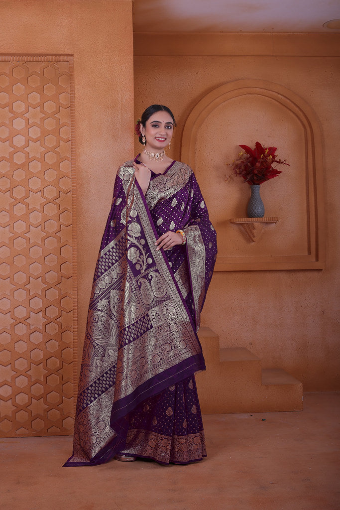 Women's Soft Silk Sari Beautiful Traditional Heavy Banarasi Saree With Blouse