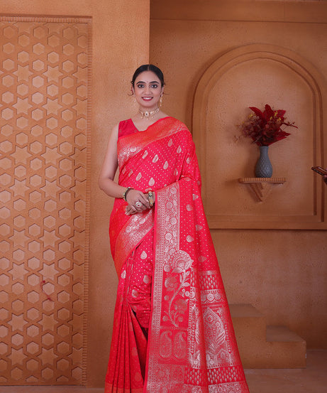 Women's Soft Silk Sari Beautiful Traditional Heavy Banarasi Saree With Blouse