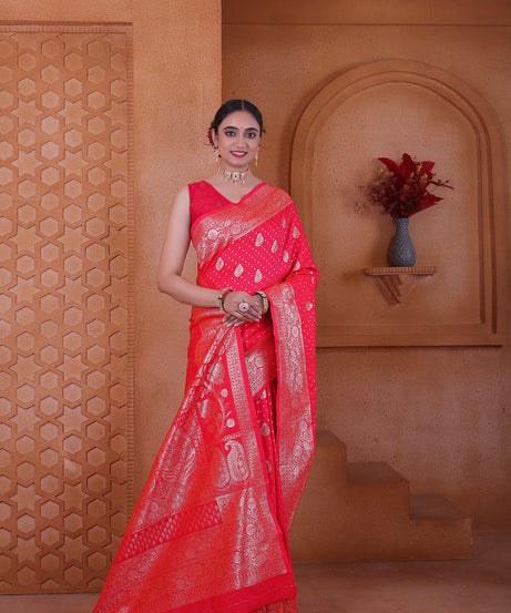 Women's Soft Silk Sari Beautiful Traditional Heavy Banarasi Saree With Blouse