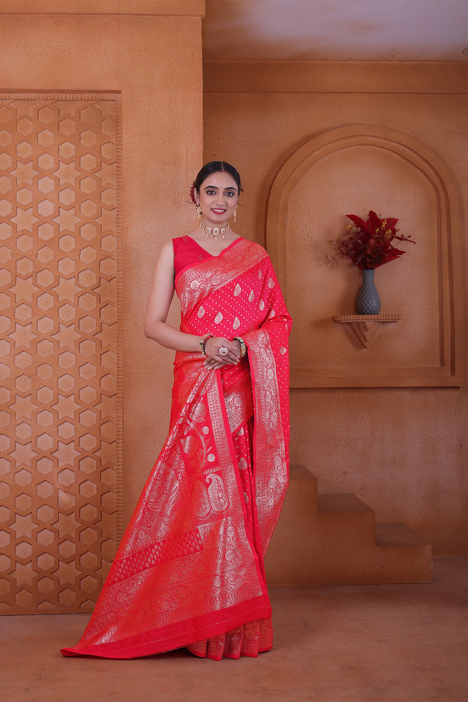 Women's Soft Silk Sari Beautiful Traditional Heavy Banarasi Saree With Blouse