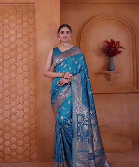 Women's Soft Silk Sari Beautiful Traditional Heavy Banarasi Saree With Blouse