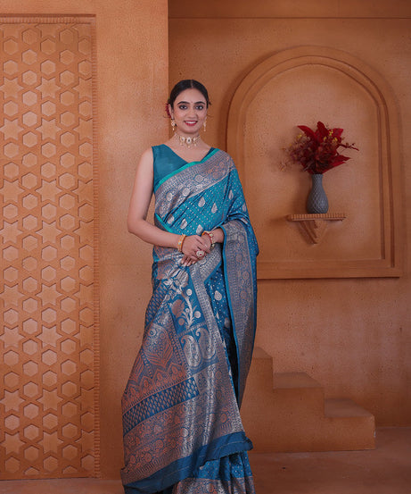 Women's Soft Silk Sari Beautiful Traditional Heavy Banarasi Saree With Blouse