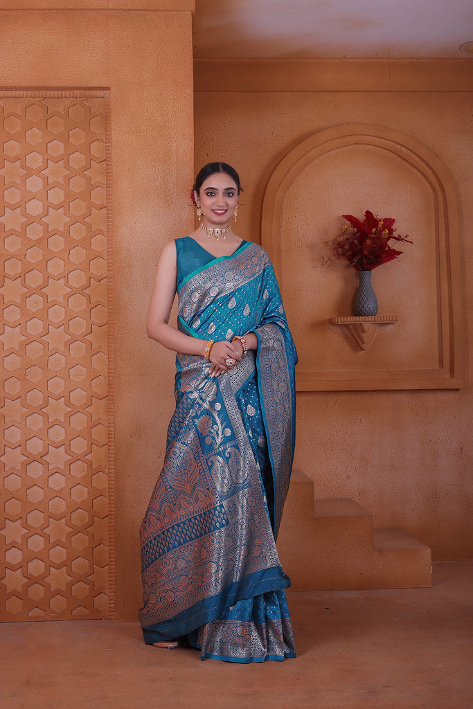 Women's Soft Silk Sari Beautiful Traditional Heavy Banarasi Saree With Blouse