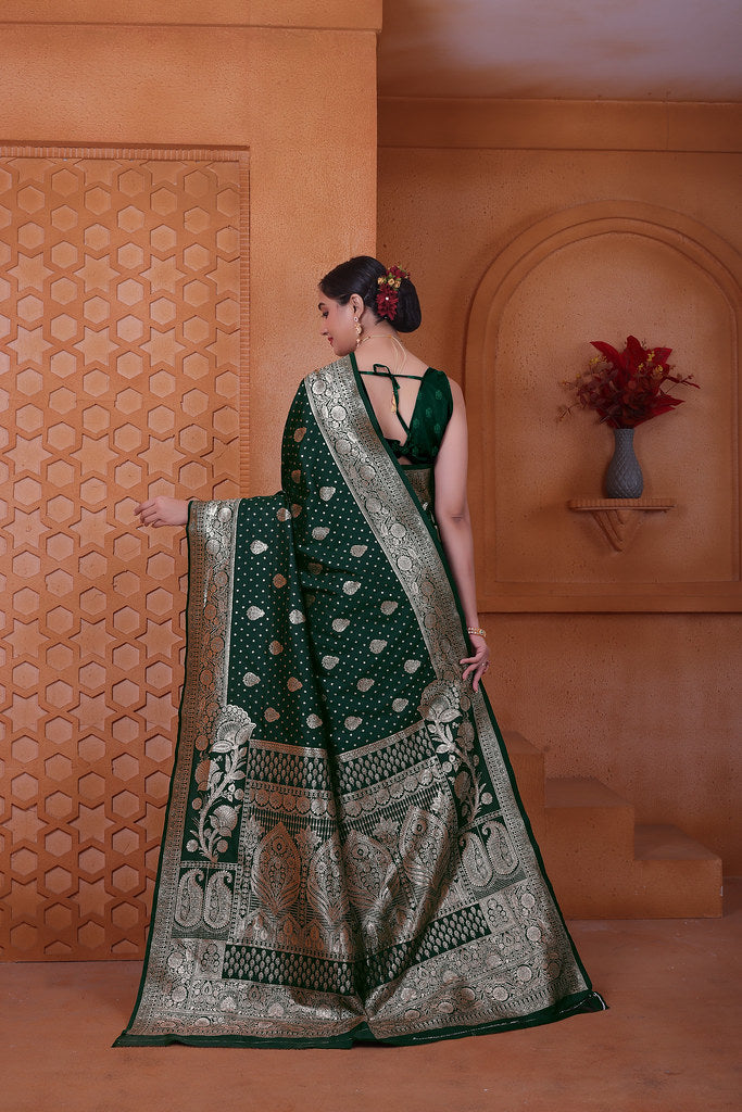 Women's Soft Silk Sari Beautiful Traditional Heavy Banarasi Saree With Blouse