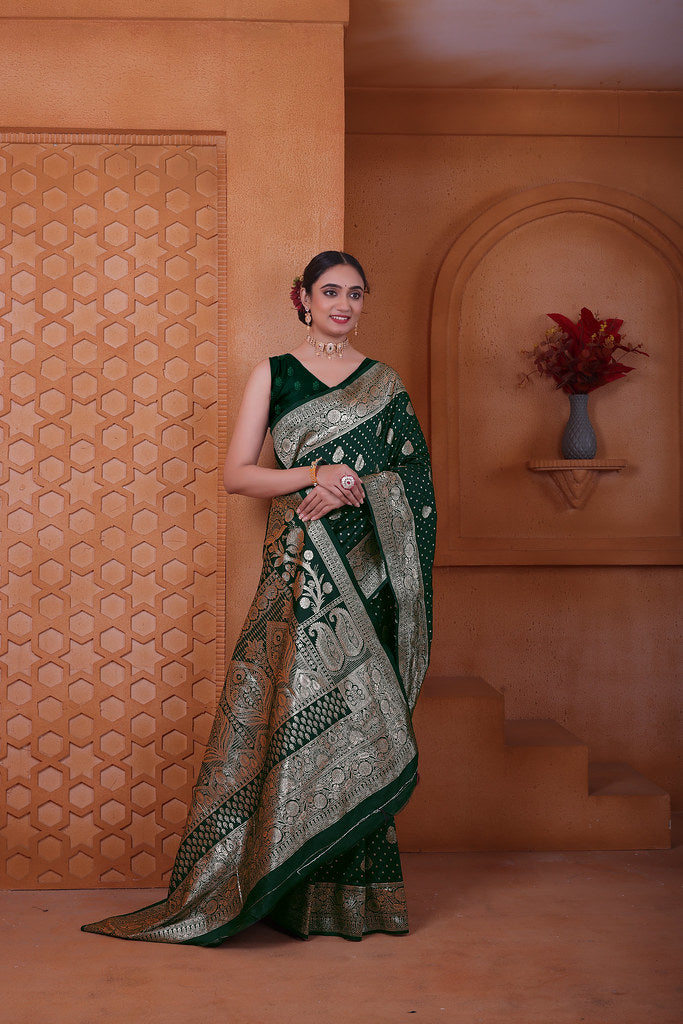 Women's Soft Silk Sari Beautiful Traditional Heavy Banarasi Saree With Blouse