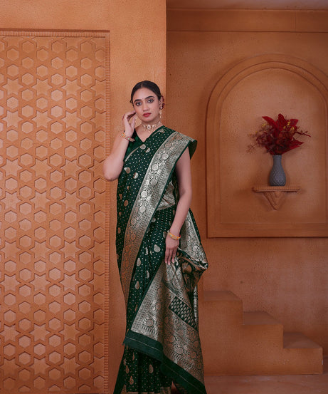 Women's Soft Silk Sari Beautiful Traditional Heavy Banarasi Saree With Blouse