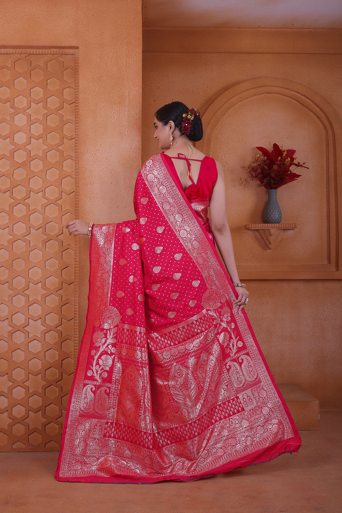 Women's Soft Silk Sari Beautiful Traditional Heavy Banarasi Saree With Blouse