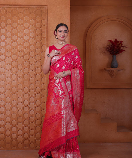 Women's Soft Silk Sari Beautiful Traditional Heavy Banarasi Saree With Blouse