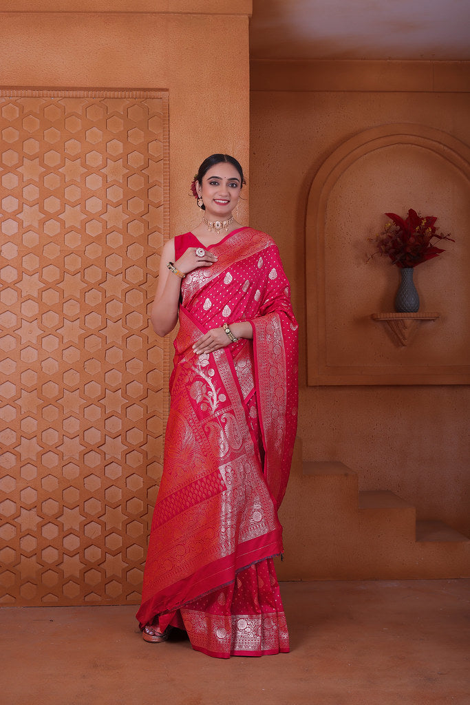 Women's Soft Silk Sari Beautiful Traditional Heavy Banarasi Saree With Blouse