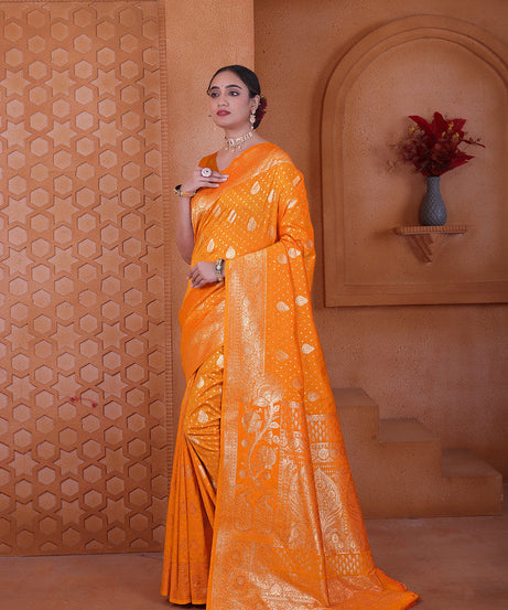 Women's Soft Silk Sari Beautiful Traditional Heavy Banarasi Saree With Blouse