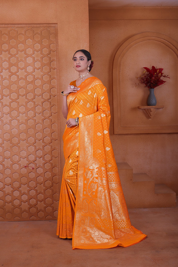 Women's Soft Silk Sari Beautiful Traditional Heavy Banarasi Saree With Blouse