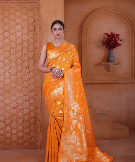 Women's Soft Silk Sari Beautiful Traditional Heavy Banarasi Saree With Blouse