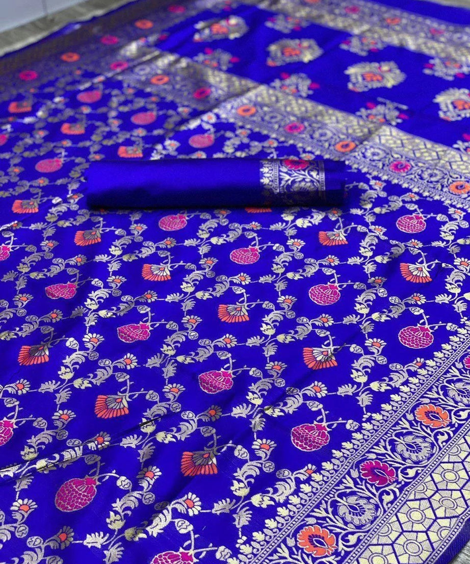 Women's Wedding Wear Banarsi Soft Silk Saree & Blouse