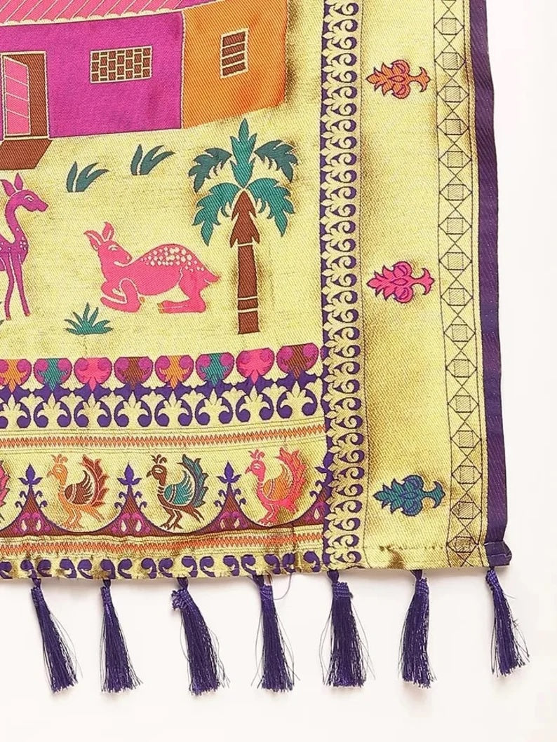 Beautiful Pure Soft Banarasi Lichi Silk Sari With Unstitched Blouse