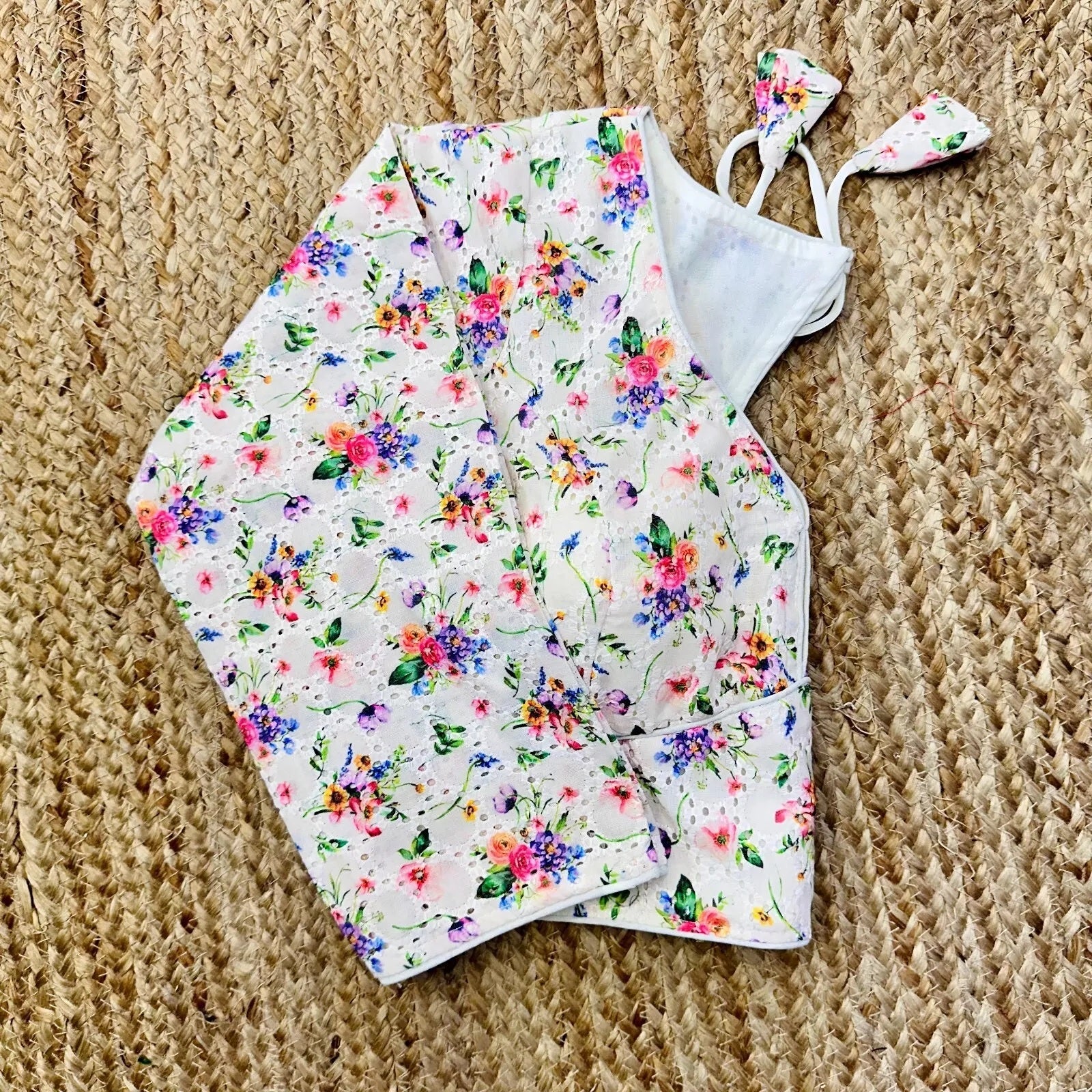 Wedding Hakoba With Flower Print All Over Blouse Choli