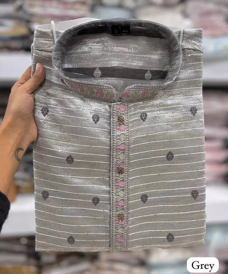 Designer Ethnic Stitched Heavy Jacquard Kurta Pajama Set For Mens