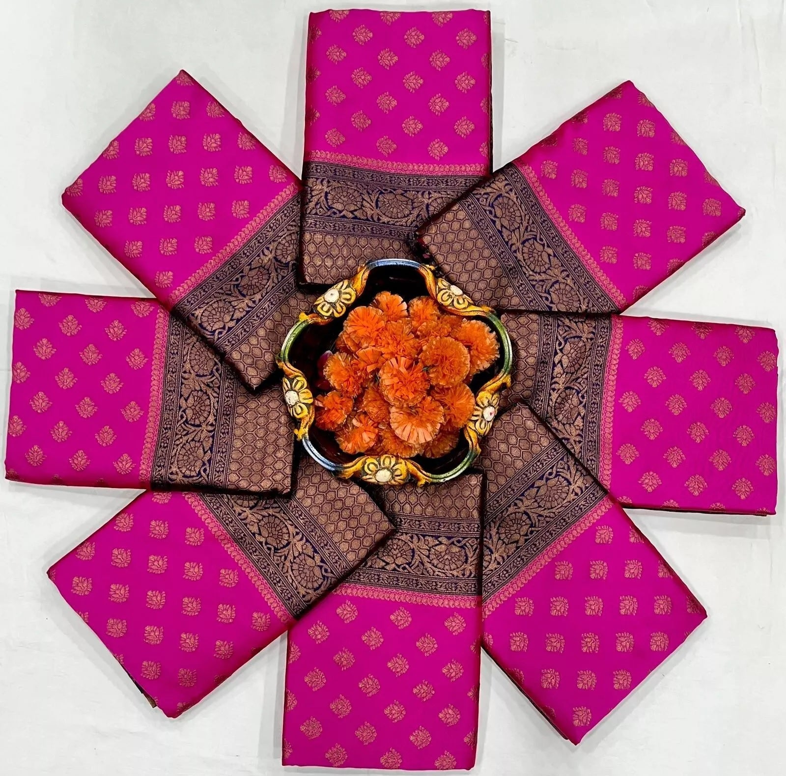 Traditional Soft Lichi Silk With  Jacquard Work  Sare & Blouse