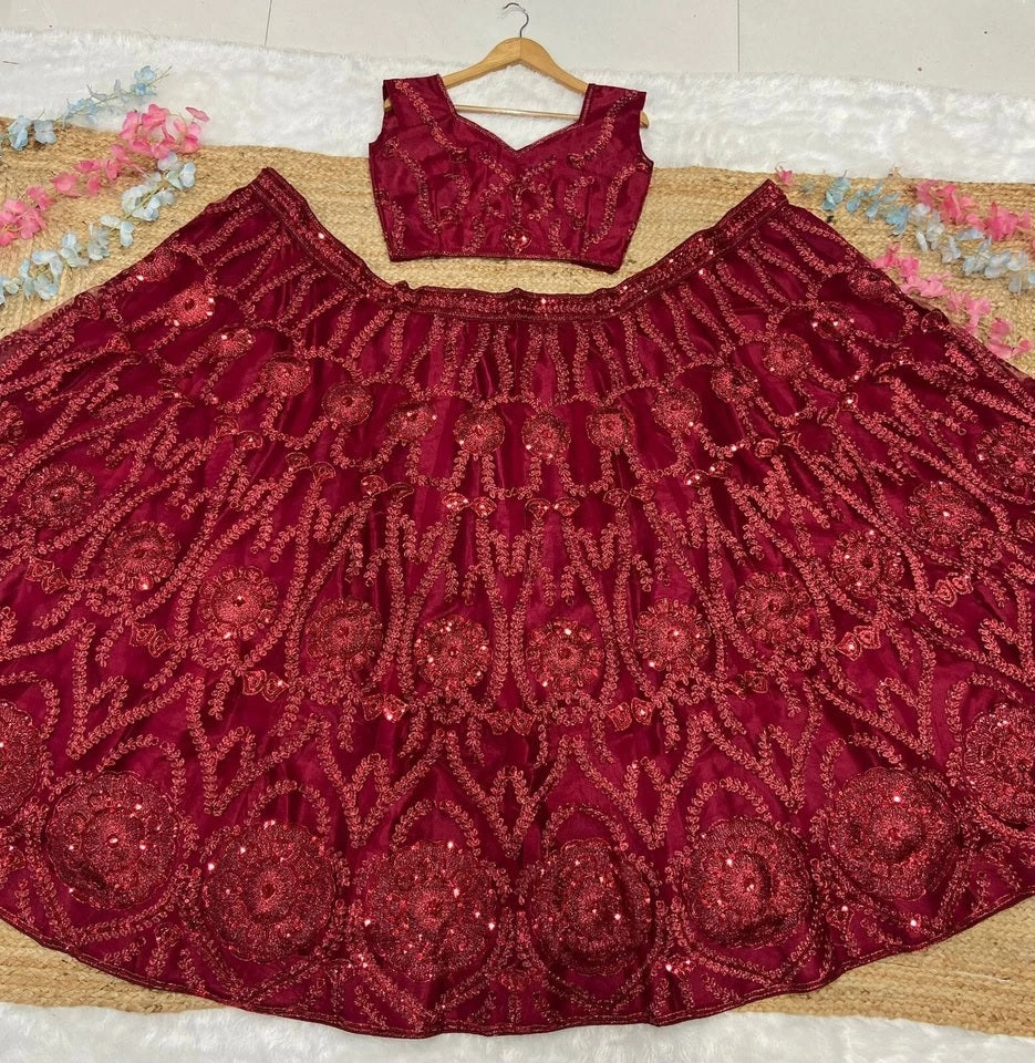 Stylish Wedding Lehenga Choli Bridesmaids With Glitter Dori Work , Ethnic Lehenga Choli 12-BS