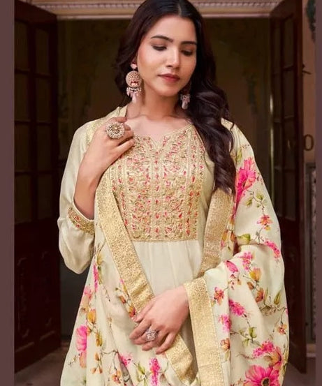 Silk Indian Wedding Pakistani Wear Top Bottom & Dupatta