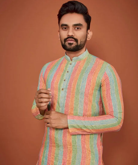 Lining Sequence Work Men's Kurta Pajama Set