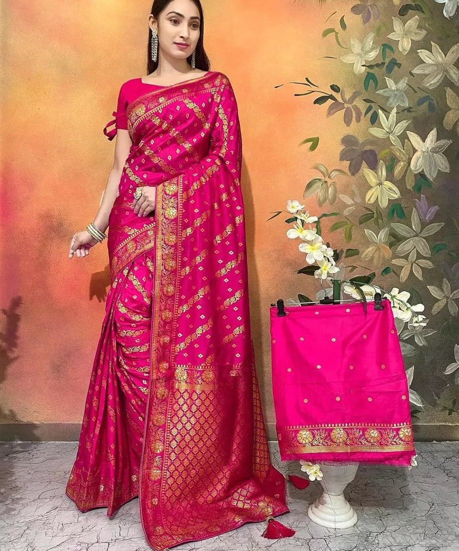 Ethnic Party Wear Indian Dola Silk Saree & Blouse