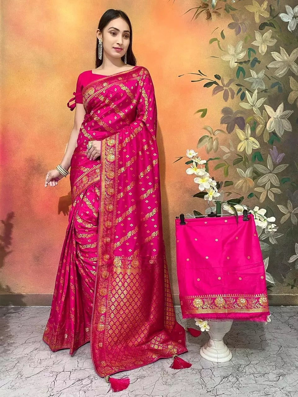 Ethnic Party Wear Indian Dola Silk Saree & Blouse