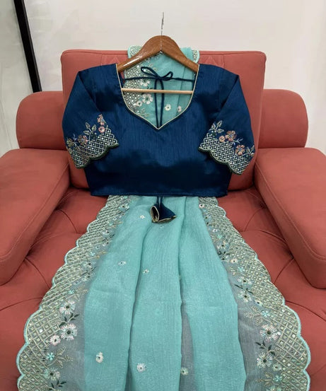 Party Wedding Wear Stylish Crunchy Silk Saree,Traditional Festival Sari