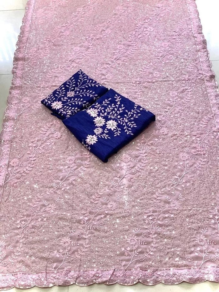 Traditional Classic Stylish Georgette Saree,Party Wedding Wear Sari Blouse