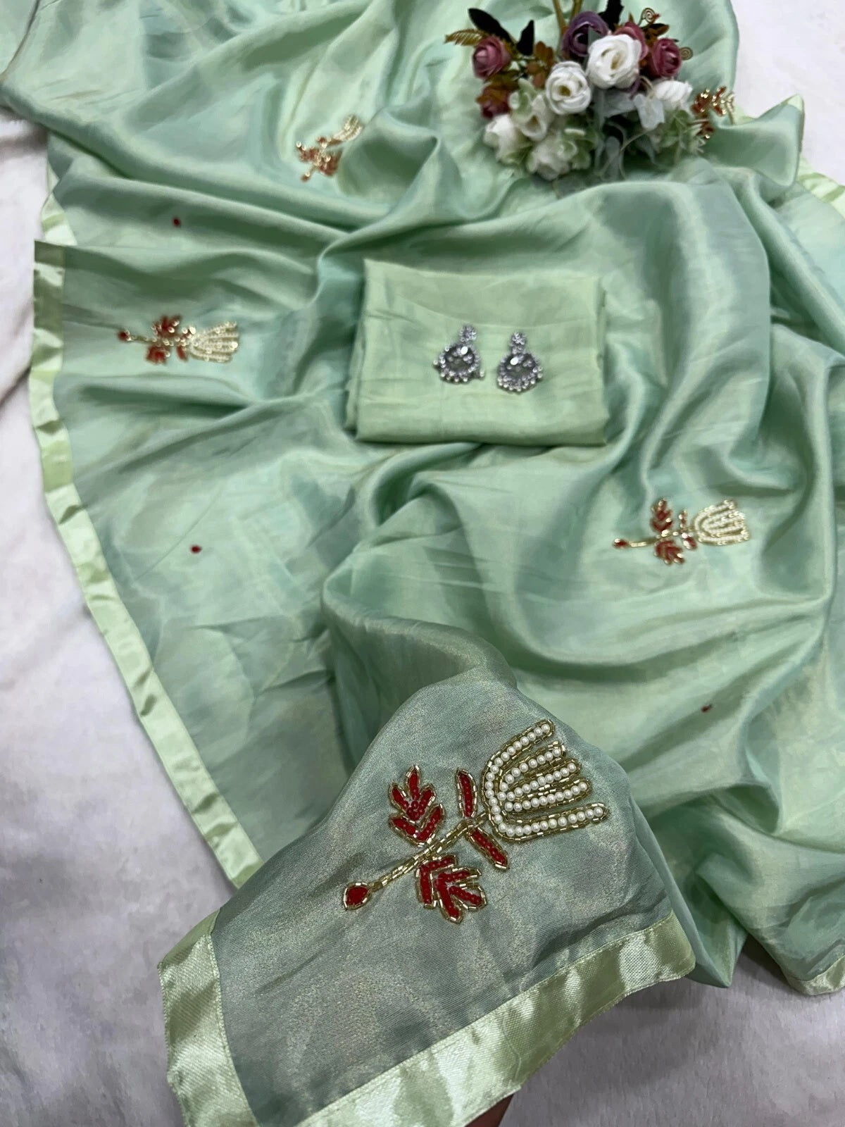 Soft Tissu Silk Beautiful Ethnic Saree, Wedding Wear Sari With Blouse