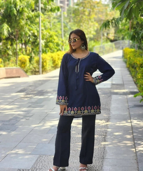 Short Stylish Heavy Rayon With Embroidery Work Printed Kurti