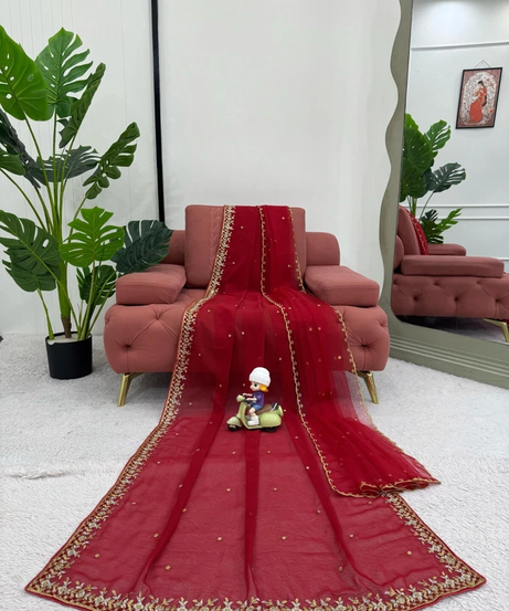 Faux Georgette Designer Traditional Saree Blouse With Dupatta 11-KD