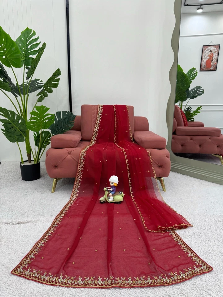 Faux Georgette Designer Traditional Saree Blouse With Dupatta 11-KD