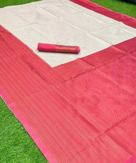 Banarasi Soft Silk Sari With Unstitched Blouse