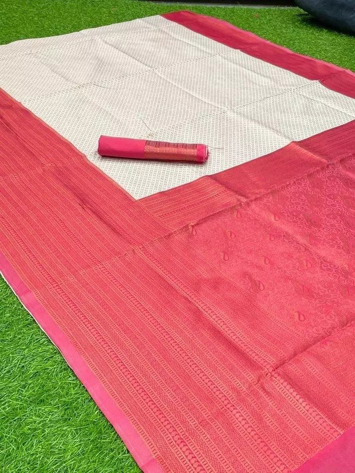 Banarasi Soft Silk Sari With Unstitched Blouse