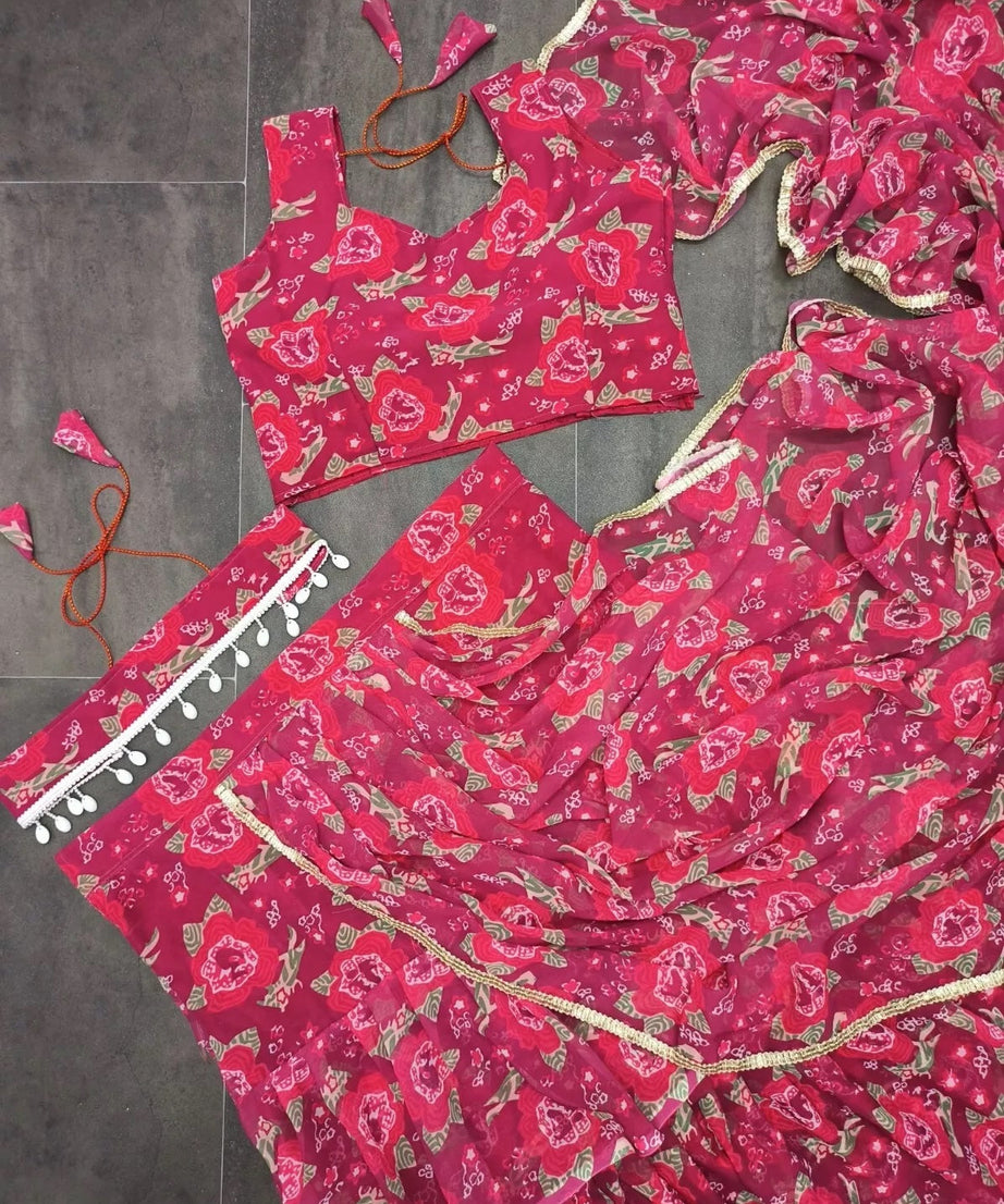 Georgette With Digital Print Lehenga Blouse With Blouse