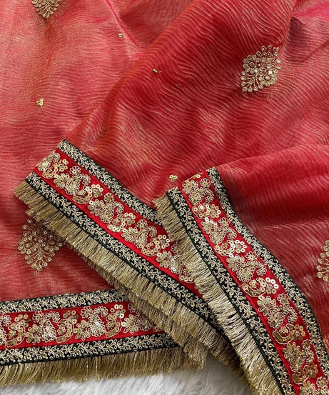 Heavy Soft Banarasi Crush Fabric Party Wedding Wear Saree,Function Sari