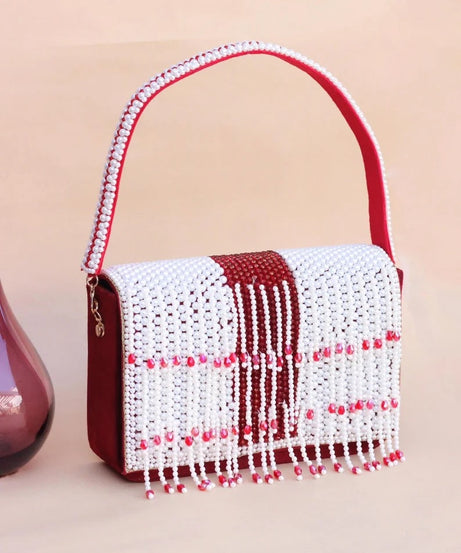Pearl And Beads Work Clutch