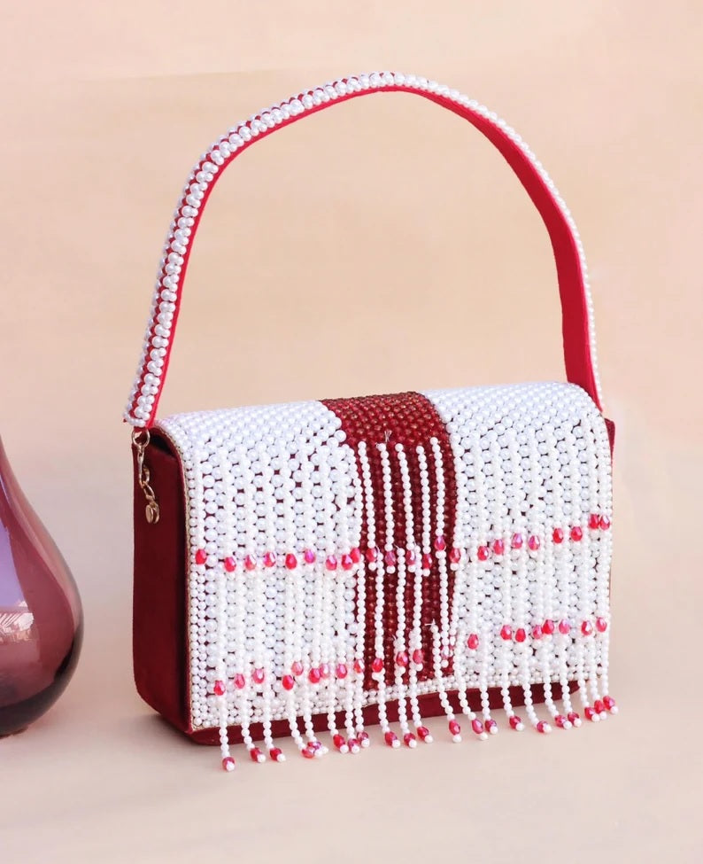 Pearl And Beads Work Clutch