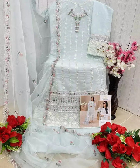 Georgette With Embroidery Sequence Work Top Bottom Dupatta