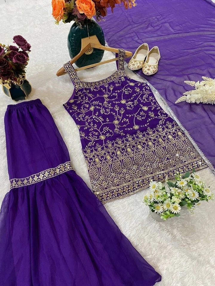 Heavy Faux Georgette Traditional Full Stitched Kurti Bottom & Dupatta Set 12-DC